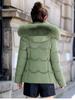 Съемный капюшон Хлопковое пальто Женская короткая зимняя утолщенная куртка с большим меховым воротником