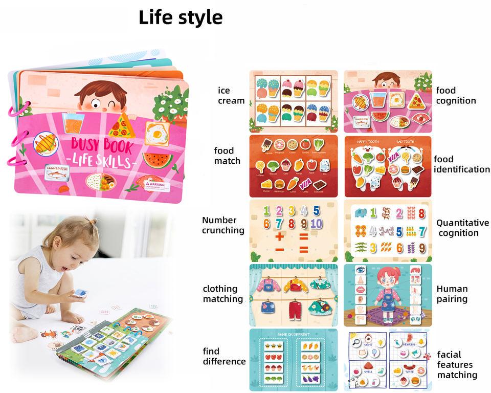 Baby First Enlightenment Book Montessori Quite Book Early Learning Sticker Busy Book Matching Games Educational Toys for Kids