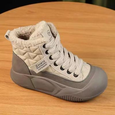 Кожаные зимние ботинки женские бархатные утолщенные теплые большие хлопковые туфли на платформе короткие ботинки хлопковые ботинки