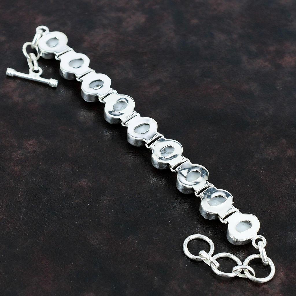 Браслет из говлита Браслет ручной работы с драгоценными камнями Браслет из стерлингового серебра 925 пробы Регулируемый браслет-цепочка Подарки для него Красивые ювелирные изделия из говлита