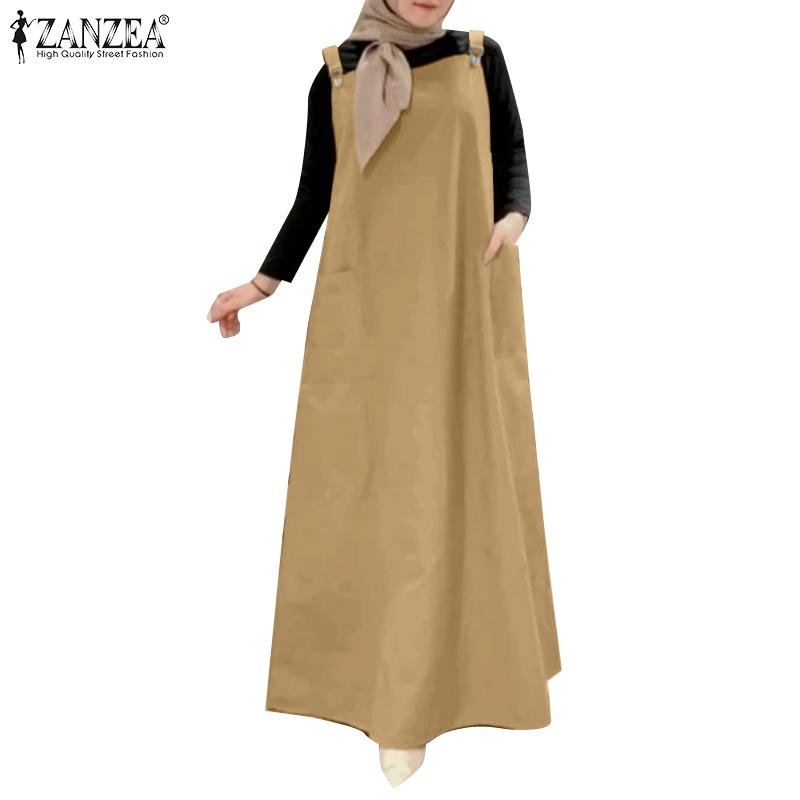 ZANZEA Женское повседневное платье с квадратным воротником и без рукавов на бретелях, длинное платье