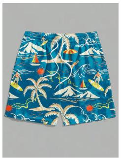 Men's Shorts 3D Hawaiian Plant Bath Swimsuit, Quick Dry Beach Hawaiian Men's Fashion Shorts