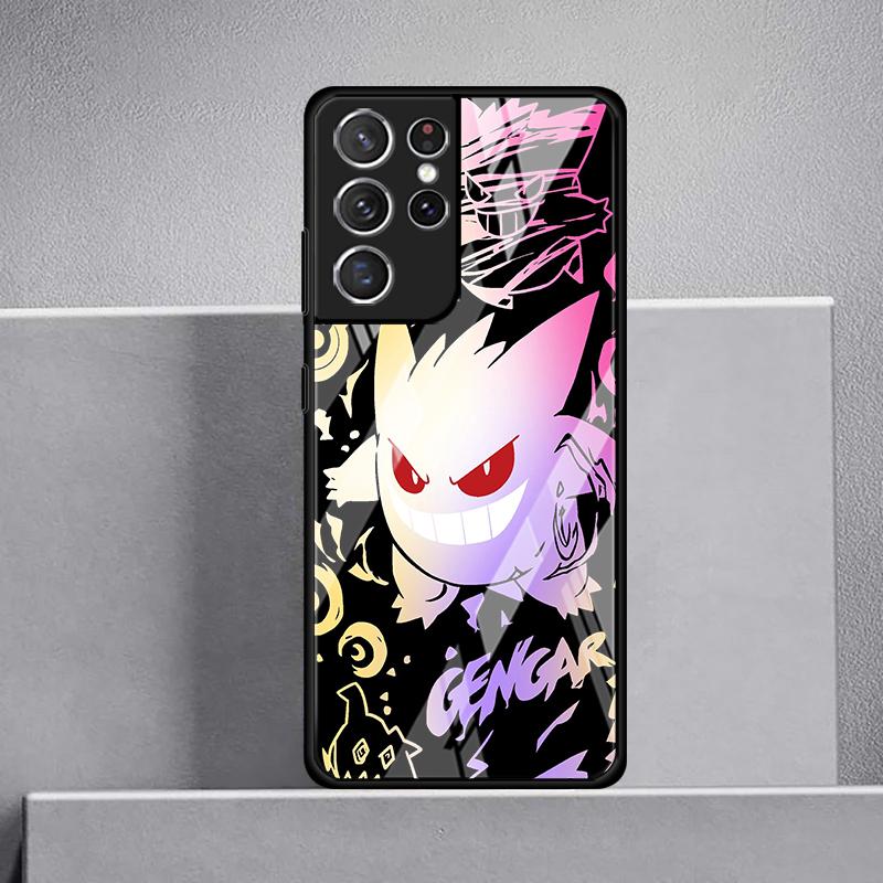 Cool Gengar Pokemon Glass Case for Samsung Galaxy S26 S25 Ultra S23+ S24 S21 S24+ S22 S25+ S20 FE S23 Plus Luxury Phone Cover