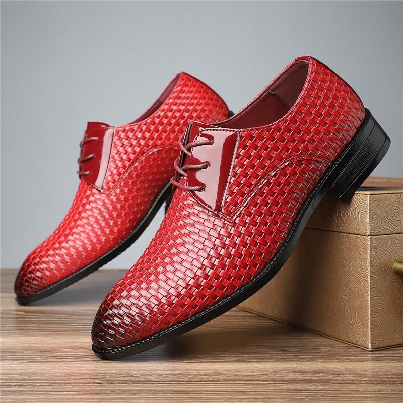 Новые мужские оксфорды кэжуал на шнуровке из кожи с заостренным вязаным узором Мужская свадебная обувь для выпускного вечера Zapatos Hombre