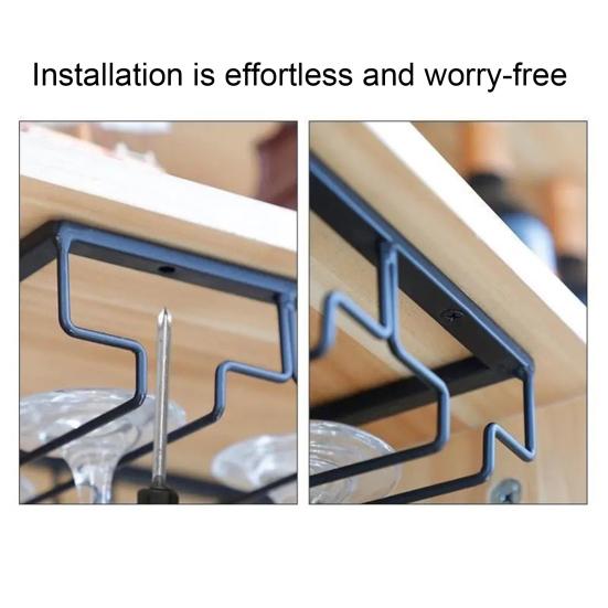 Трехъярусная полка для бокалов для вина, Черный металлический держатель для сушки бокалов, Органайзер, Крепление под шкаф