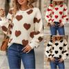 Women's Love Print Loose Long-sleeved Velvet Sweater Casual Round Neck Pullover Hoodie Sweaters Tops