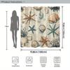 Seashell & Starfish Curtain - Cream Texture, Blue Coral, 70In, 12 Hooks, Coastal Bath