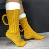 3D Beer Mug Socks Knit Long Tube Socks Cute Unisex Novelty Winter Warm Beer Socks Double Color Block Floor Socks Christmas Gifts