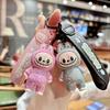 Cute Cartoon Electroplated Keychain Silicone Three-dimensional Leather Rope Doll Couple Grab Machine Bag Pendant
