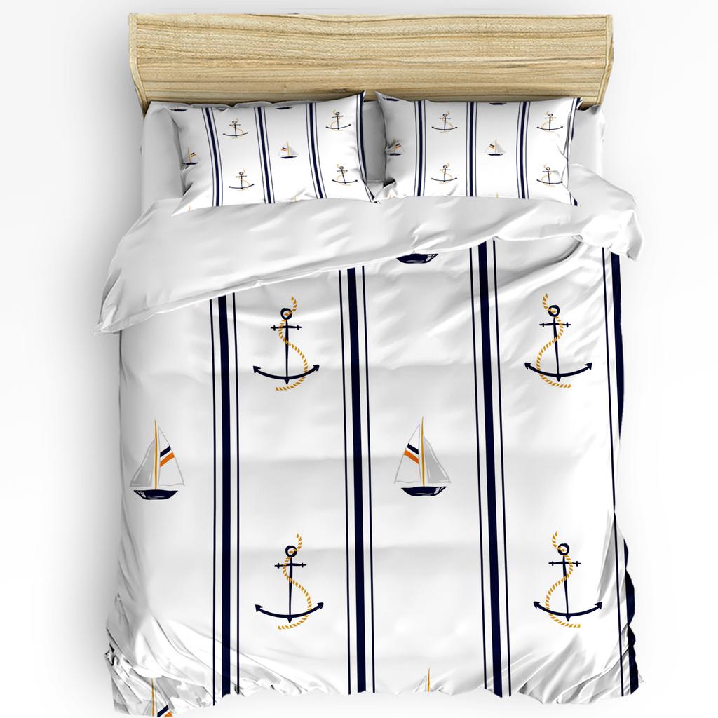 Beach Boat Houses Printed Comfort Duvet Cover Pillow Case Home Textile Quilt Cover Boy Kid Teen Girl Luxury 3pcs Bedding Set
