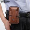 WTEMPO 3 Layer Leather Men's Mobile Phone Waist Bag Men's Multifunctional Waist Belt Crossbody Hanging Bag Outdoor Sports Leather Bag