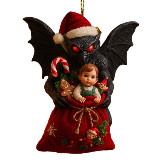 Dark Christmas Ornament 2D Acrylic Headless Santa/Devil Christmas Tree Ornament for Indoor Outdoor Home Party Decor