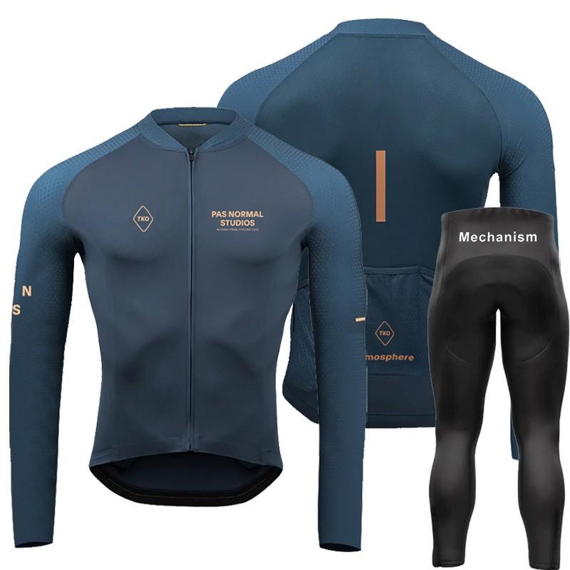 Mens Long Sleeve Cycling Jersey Set Quick Dry Breathable Road Bike Apparel Ride