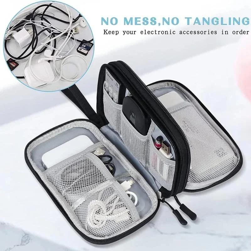 Travel Organizer Bag Cable Storage Organizers Pouch Carry Case Portable Waterproof Double Layers Storage Bags for Cable Cord