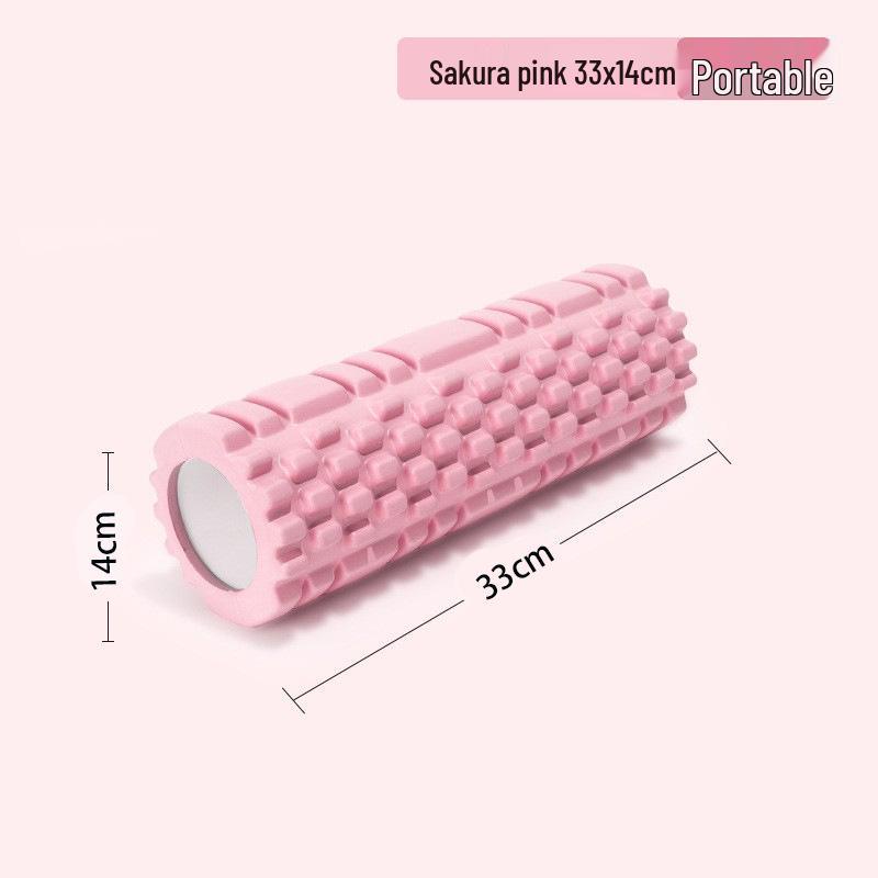 Pink EVA Foam Yoga Massage Roller with Textured Design