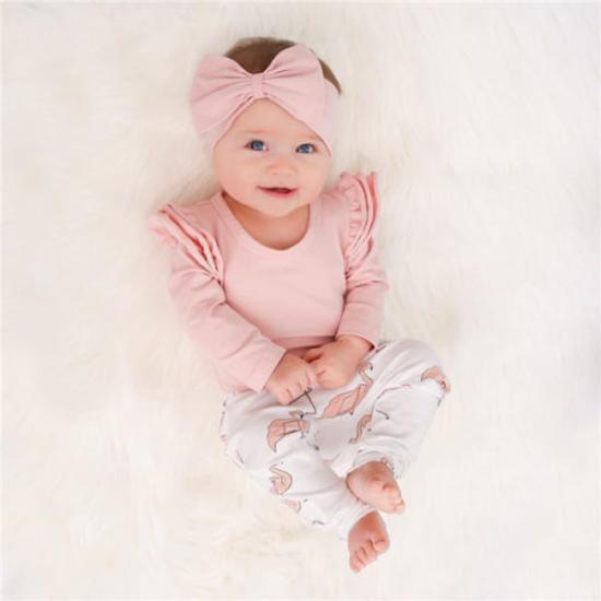 Newborn Baby Girl Clothes Romper T-shirt Top+Pants Leggings Outfits 3PCS Set