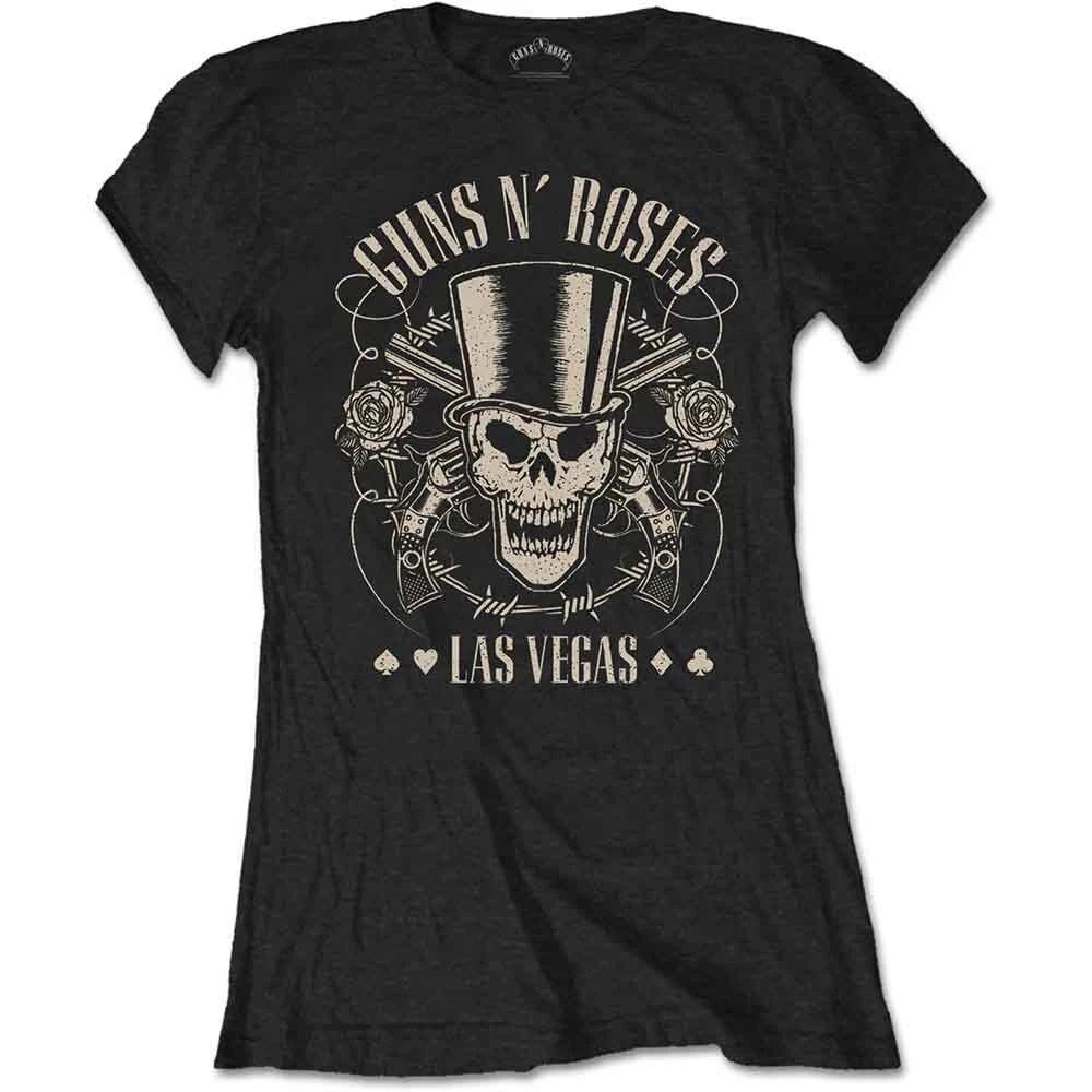 Guns N' Roses Цилиндр, Череп и Пистолеты Лас-Вегас Футболка с коротким рукавом Черный Новая