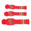 3pcs Knitted Club Head Covers Set with Long Neck Pom Pom Decoration Soft Club Head Protector Snug Fit Red