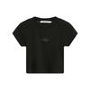 Monogram Logo Print Slim Fit Crew Neck T-Shirt Women Tops Black J221171-BEH