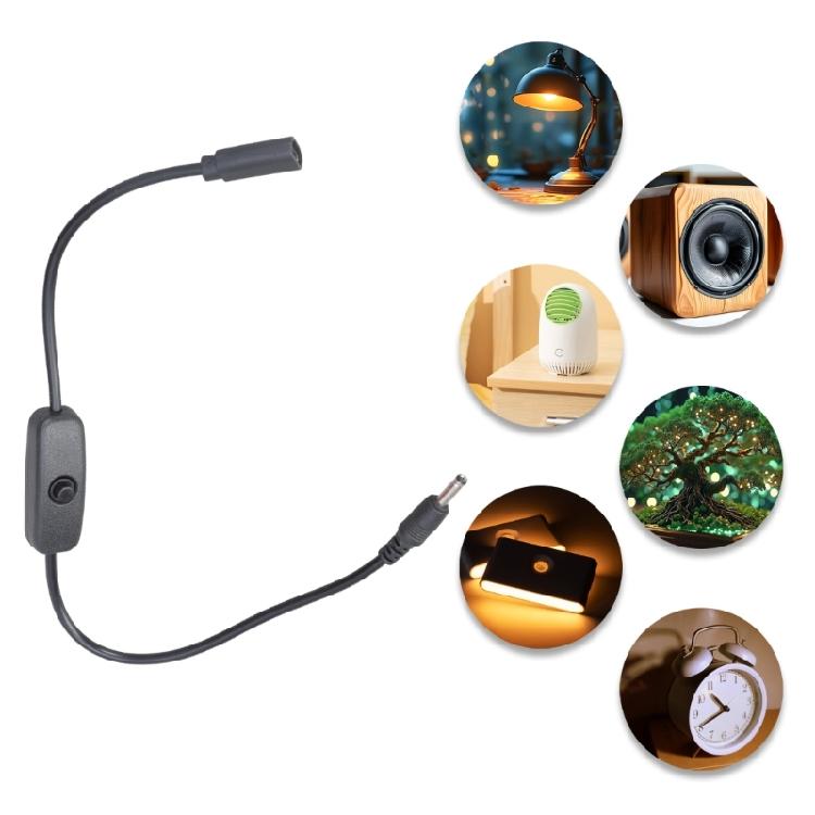 Адаптер-удлинитель питания Type C Female на 5.5x2.1mm Male, зарядный кабель с переключателем для камеры, светодиодного освещения