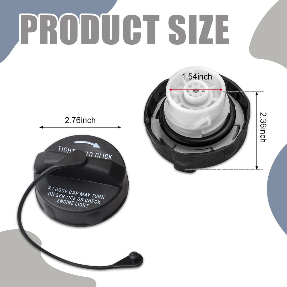 Fuel Tank Filler Gas Cap, Premium Oil Cap Replacement 52030377AB 5278632AG 52124512AA, Car Accessories Compatible with Most Cars, Trucks, SUVs and