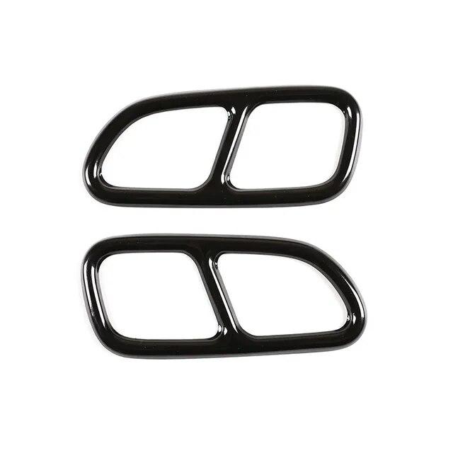 For Mercedes Benz W117 CLA 2013-2016 Titanium Black / Silver Car Tail Throat Exhaust Pipe Muffler Tip Cover Trims 2Pcs/Sets
