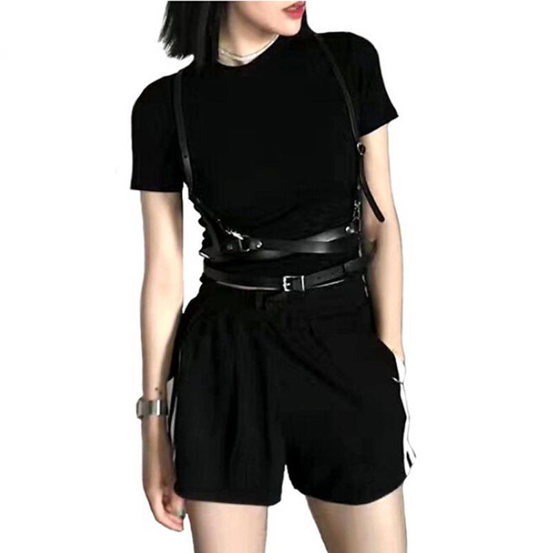 Faux Leather Body Bondage Harness Waist Suspenders Belt Straps Cage Belts Black