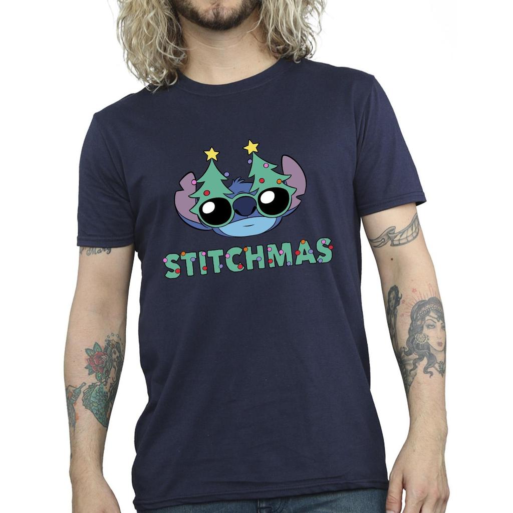 Disney Mens Lilo & Stitch Stitchmas Glasses T-Shirt