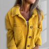 Winter Women Jacket with Double Pockets Thick Fleece Button Closure Cardigan Long Sleeves Warm Windproof Heat Retention Outdoor Coat