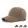 Hat Houndstooth Hard Top Baseball Cap Women's Spring Autumn Sun Protection Cap