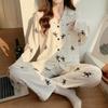 Spring and Autumn Women's Long Sleeve Long Pants Pajamas Loungewear Set Girl Cloud Cotton Pajamas Sweet Cartoon Loungewear