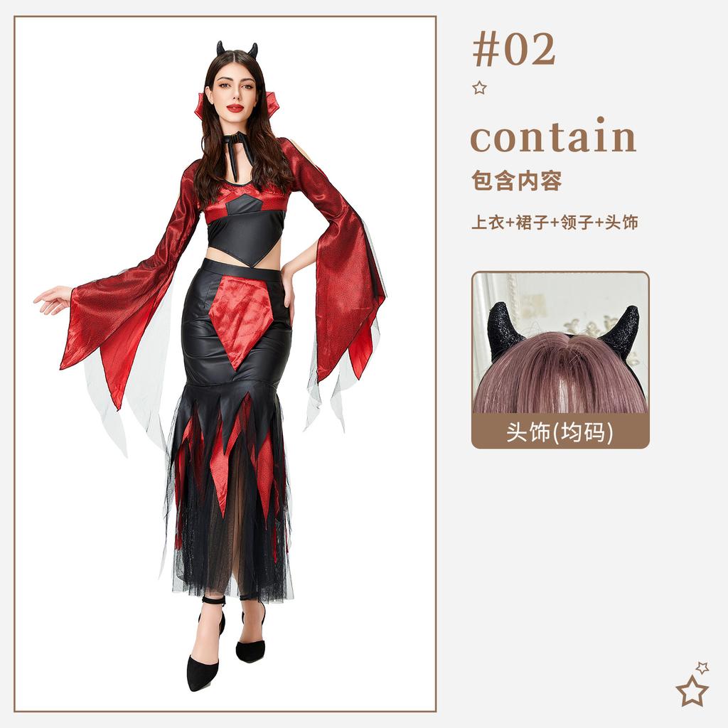 Halloween Adult Costume Sexy Queen Costume Queen Slim Dress Vampire Show Costume