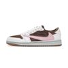 Travis Scott x Air Jordan 1 Амортизация Нескользящие Низкие Винтажные Баскетбольные Кроссовки Унисекс Белый Коричневый Розовый DZ4137-700(Команда-)