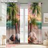 2 шт., Высококлассные шторы 2D-принт Пальма Природа Океан Закат Полиэстер Тканый (без удилища) Праздничное использование для гостиной и