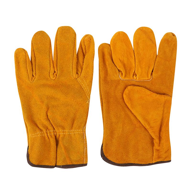 1Pair Soft Cowhide Driver Hunting Driving Farm Garden Welding Security Protection Safety Mechanic Glove Mountaineering Gloves