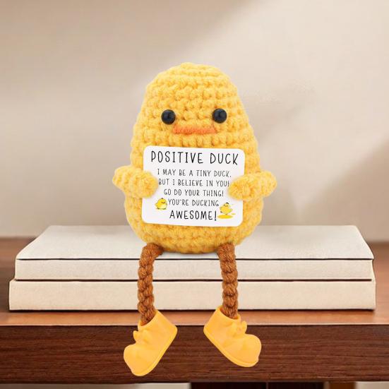 Вязаная крючком уточка, украшение ручной работы, длинноногая уточка, кукла, компаньон для стола, позитивная утка, вдохновляющий подарок для женщин и мужчин, наполнители для рождественских чулок