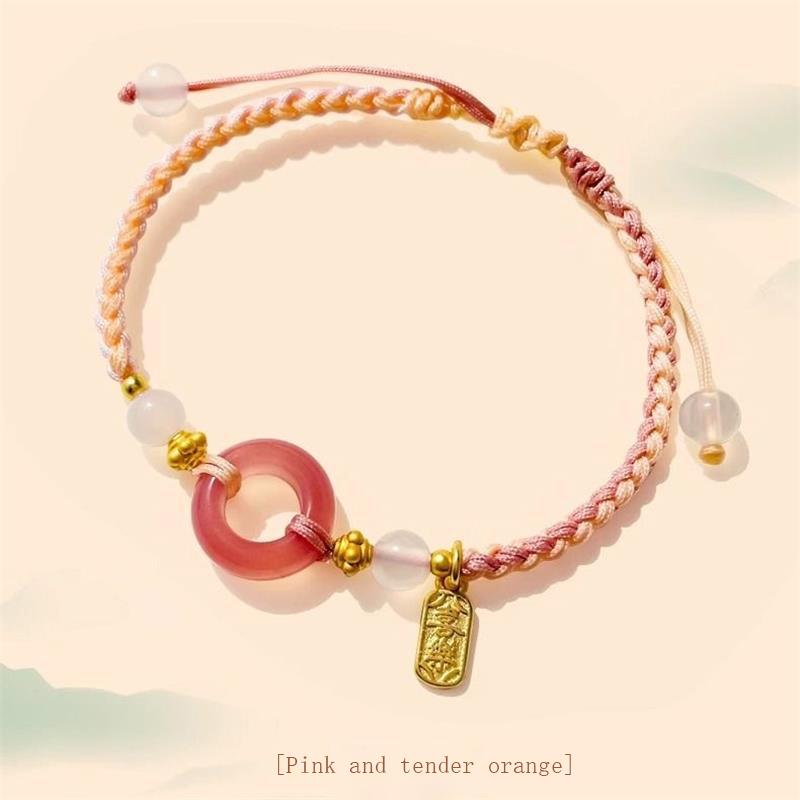 Браслет плетеный в этническом стиле в китайском стиле с пряжкой мира, с бусинами, ремешок на руку, браслет для лучшей подруги, ювелирное украшение, аксессуар, подарок