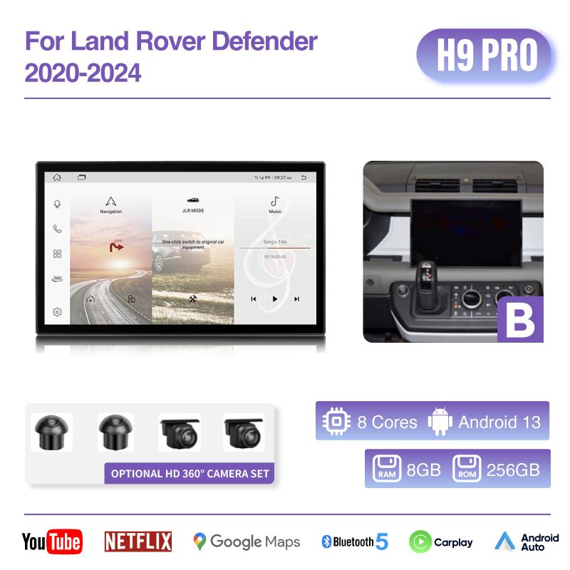 13.3 "Для Land Rover Defender 2020-2025 Мультимедийный видеоплеер GPS-навигация Радио CarPlay Android13 8+256G