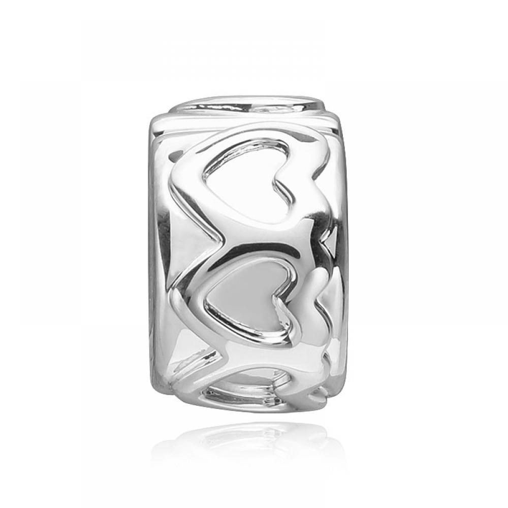 Pandora Row Of Hearts Clip Silver Charm 791978