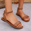 Sandals Women's Summer Open-toe Shoes Simple Shoes Flat One-button Sandals