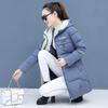 Plus Size  Winter Casual Hooded Jacket Parkas for Women Warm Letter Print Long Female Coat Zipper Outerwear