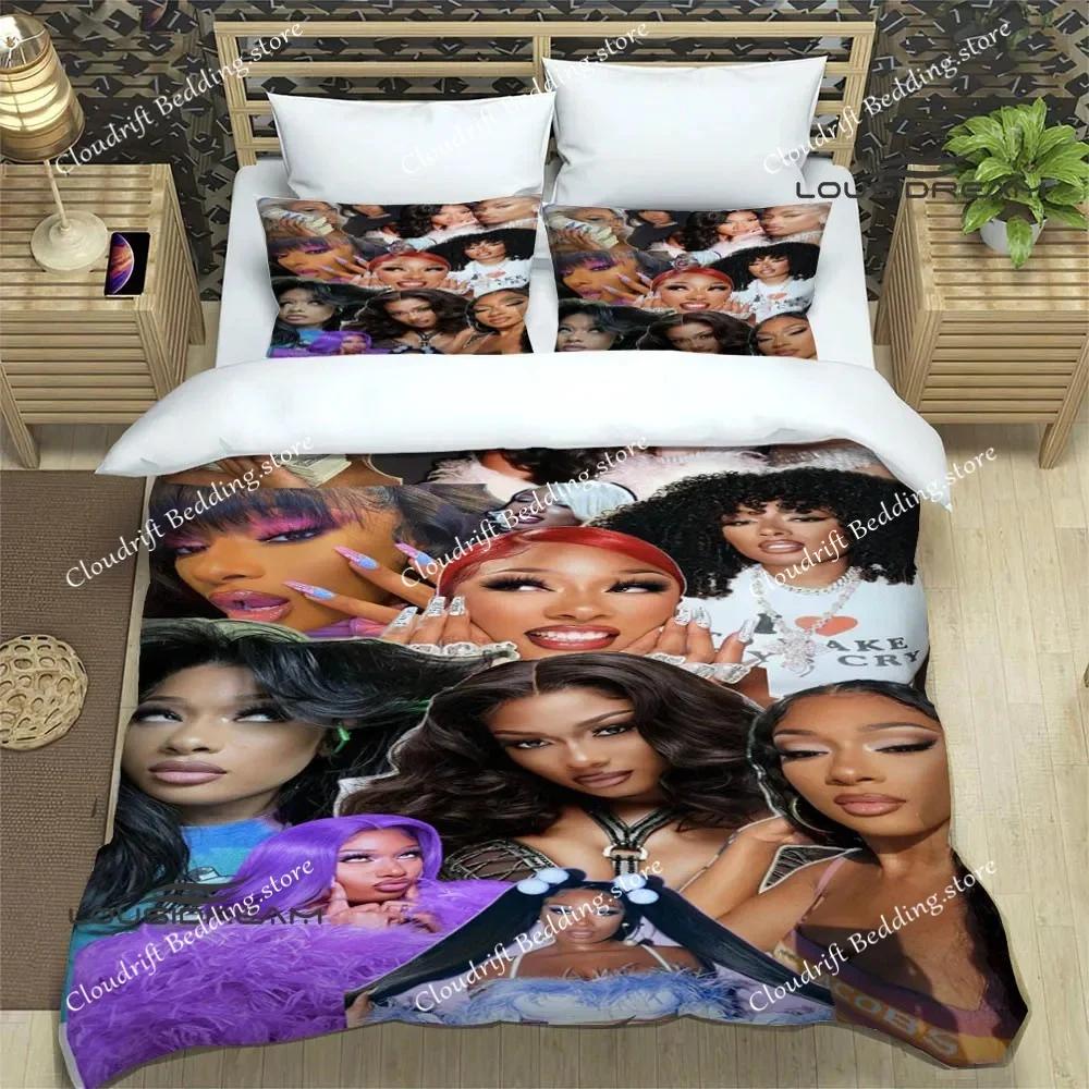 Постельное белье от рэперши Megan Thee Stallion Изысканный набор принадлежностей Пододеяльник Комплект одеял для кровати Постельное белье Роскошные подарки на день рождения02