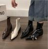 Fashion Fashion Belt Buckle Designer Pointed Toe Women Ankle Boots Fashion Thick Heel Slimming Short Booties Autumn Winter Female Shoes