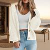 Женский кардиган массивной вязки, осень-зима, свитер с открытой передней частью и застежкой на пуговицы, однобортный однотонный свободный короткий верх, пальто