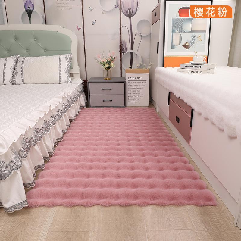 Soft Rabbit Fur Mat For Bedroom Floor Carpet Fluffy Warm Sofa Mat Bedside Rug