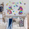 Ls13514 Лазерная Наклейка На Стену Единорог Радужный Перелив Цветов Плавный Переход Угол Обзора Разные Узоры И Цвета
