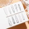 Silver Glitter Snake Print Almond 3D Gilding Press-On Nails with Lace Lines - High-End Nail Art Stickers