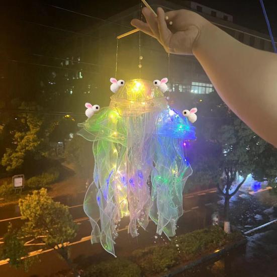 Colorful Jellyfish Lamp Portable Jellyfish Lantern with Handle LED Nightlight for Room Garden Porch