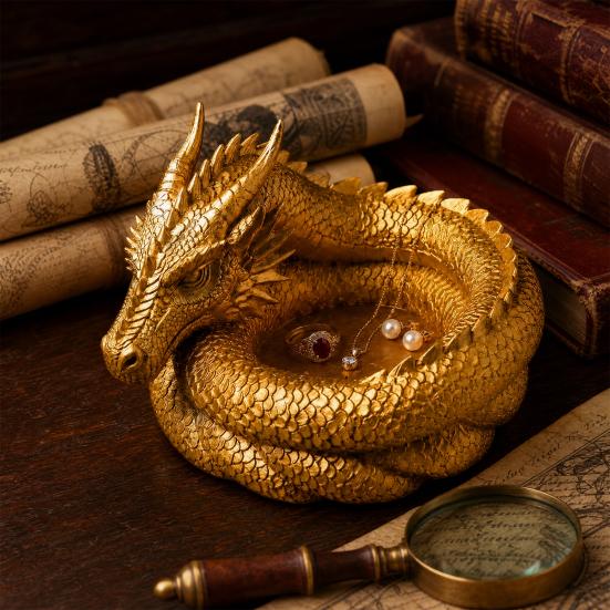 3D-печатный лоток-хранилище для дракона, Декоративная миска-подставка для колец, ключей, монет, украшений, Настольный органайзер для домашнего офиса