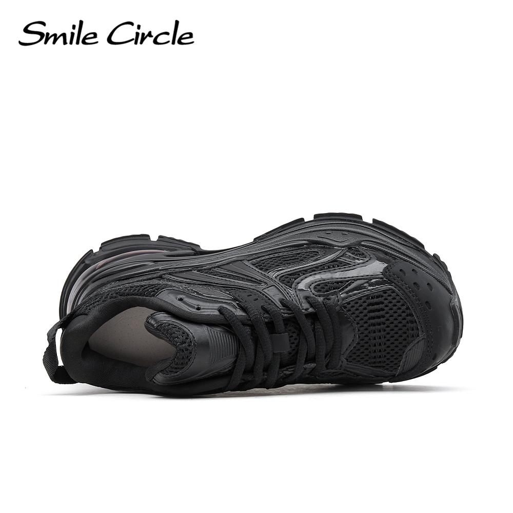 Женские кроссовки на массивном каблуке, кроссовки на плоской платформе, повседневные кроссовки на шнуровке с круглым носком, женская обувь, кроссовки